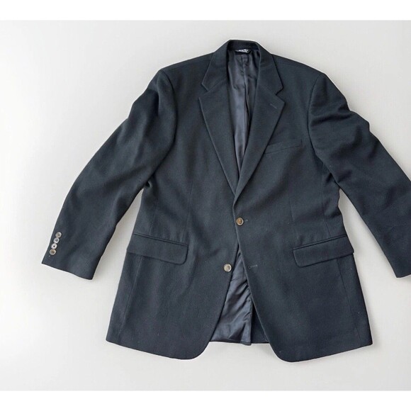 Men’s Black 100% Cashmere Blazer Size 42L Lined Sport Coat Clancy’s USA